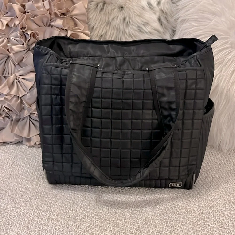 Lug Black Quilted Two Handle Tote Bag Carry On Luggage
